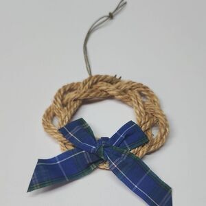 Rustic Rope Wreath Ornament with Blue Plaid Bow Nova Scotia